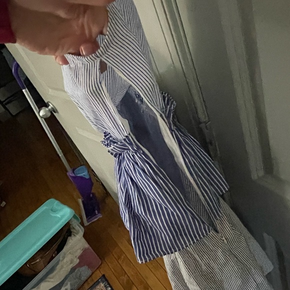 NWT Blue Stripe Tiered Midi Dress - Picture 7 of 12